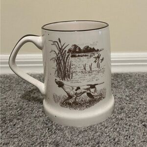 Vintage Oversized Large Speckled Ceramic Mug with English Pointer Spaniel Dog